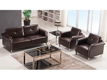 Комплект коричневой кожаной мягкой мебели S300