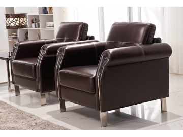 Комплект коричневой кожаной мягкой мебели S300