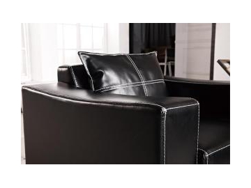 Черный кожаный диван в стиле «модерн» S329