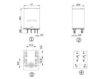 Электромагнитное реле NNC68BVL-2Z (релейный переключатель HH52P)