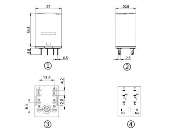 Электромагнитное реле NNC68BZL (релейный переключатель HH52P, HH53P, HH54P)