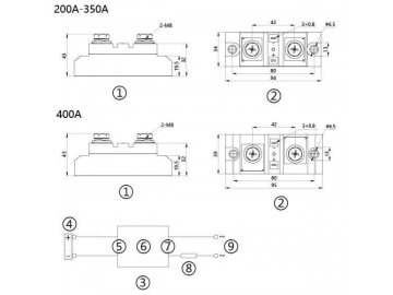 Однофазное твердотельное реле NNG1A-1/032F-38 DC-AC 200A-400A