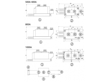 Однофазное твердотельное реле NNG1S-1/032F-120 DC-AC 500A-1000A