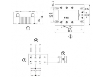 Трехфазное твердотельное реле NNG3E-3/032F-38 DC-AC 10A-120A