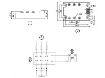 Трехфазное твердотельное реле NNG1F-3/024F-38 DC-AC 10A-40A