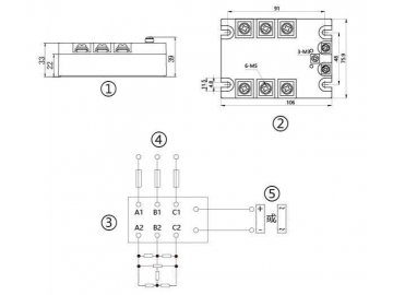 Трехфазное твердотельное реле NNG1F-3/005F-38 DC-AC 10A-40A