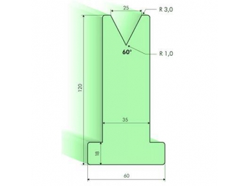Т-образная матрица 60° с высотой Н=120мм