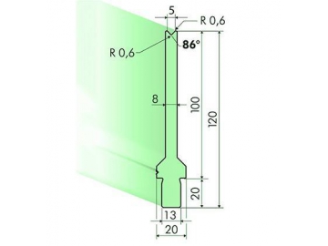86° матрица для гибочного пресса / листогиба, Н=120мм