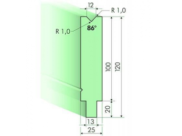 86° матрица для гибочного пресса / листогиба, Н=120мм