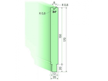 Матрица 84° для гибочного пресса / листогиба, Н=150мм