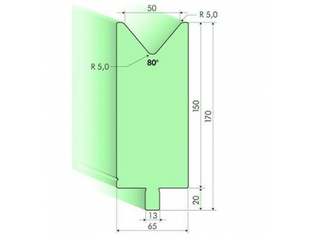 80° матрица для гибочного пресса / листогиба, Н=150мм