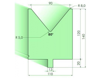 80° матрица для гибочного пресса / листогиба, Н=120мм