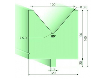 80° матрица для гибочного пресса / листогиба, Н=120мм