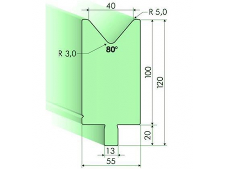 80° матрица для гибочного пресса / листогиба, Н=100мм