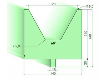 60° матрица для гибочного пресса / листогиба, Н=120мм