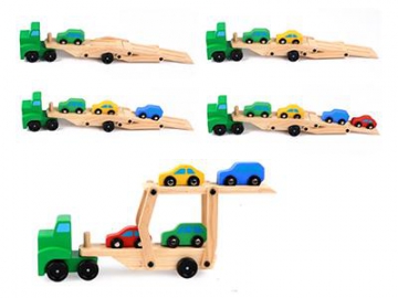 Детская деревянная игрушка "Тягач  с машинками"