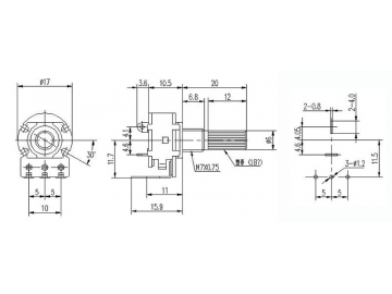 Резистор переменный с выключателем WH148-K4-4 (16 мм, 500 Ом)