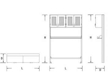 Лабораторная стеллажная система (односторонняя); Лабораторные стеллажи; Лабораторные надстройки; Лабораторные надставки
