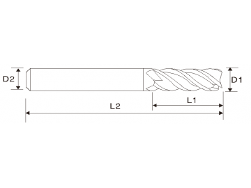 Твёрдосплавная концевая фреза по титану и нержавеющей стали (4 зубца, с неравным типом язычка, EMD03)