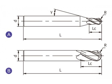 U-B4  Фреза концевая твердосплавная U-B4 (круглая головка, 4 канавки)