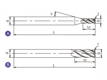 UC-RH4  Фреза концевая твердосплавная UC-RH4 (радиус на торце, 4 канавки, длинный хвостовик)