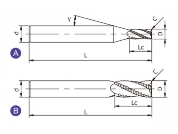 UR-S4  Твердосплавная концевая фреза для черновой обработки UR-S4 (квадратный наконечник, 4 канавки)