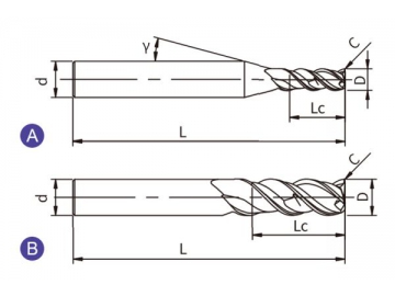X-CN4  Концевая фреза с переменной спиралью X-CN4 (квадратный наконечник, желоб, 4 канавки, удлиненная канавка)