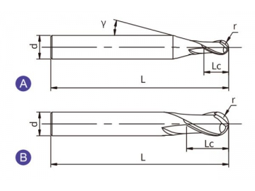 X-B2  Концевая фреза с переменной спиралью X-B2 (круглая головка, 2 канавки)