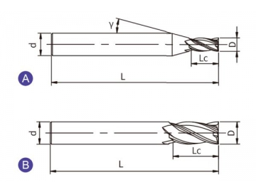 H-S4  Твердосплавная концевая фреза для обработки закаленной стали H-S4(квадратный наконечник, 4 канавки)