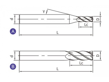 G-S4  Твердосплавная концевая фреза для обработки графита G-S4 (квадратный наконечник, 4 канавки)