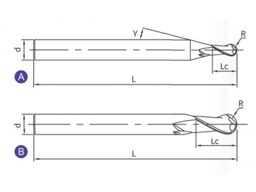 G-B2  Твердосплавная концевая фреза для обработки графита G-B2 (шаровой наконечник, 2 канавки)