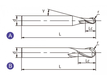 ES-B2  Концевая твердосплавная фреза ES-B2 (сферический наконечник, 2 канавки)