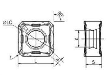 Квадратные двухсторонние твердосплавные пластины для торцевого фрезерования  (с углом режущей кромки 45°/75°/88°)