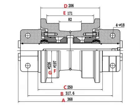 Опорный каток для бульдозера Caterpillar D5H