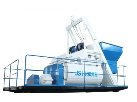 Двухвальный бетоносмеситель со скиповым подъемником