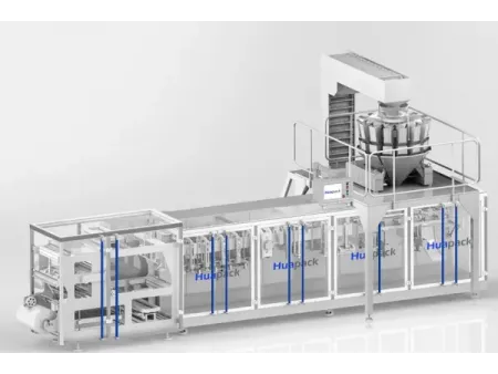 Горизонтальная фасовочно-упаковочная машина для пакетов дой-пак с зип-замком с одной дозирующей головкой