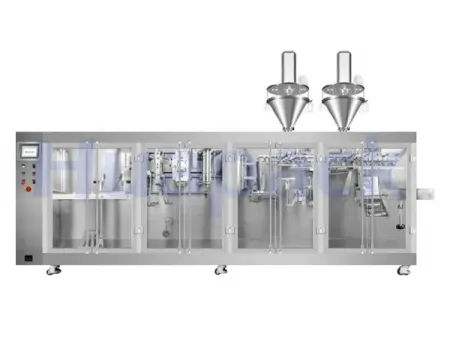 Горизонтальная фасовочно-упаковочная машина для пауч-пакетов с зип-замком с одной дозирующей головкой