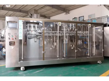 Сервоприводная машина для упаковки в готовые пауч-пакеты с двумя наполнительными головками